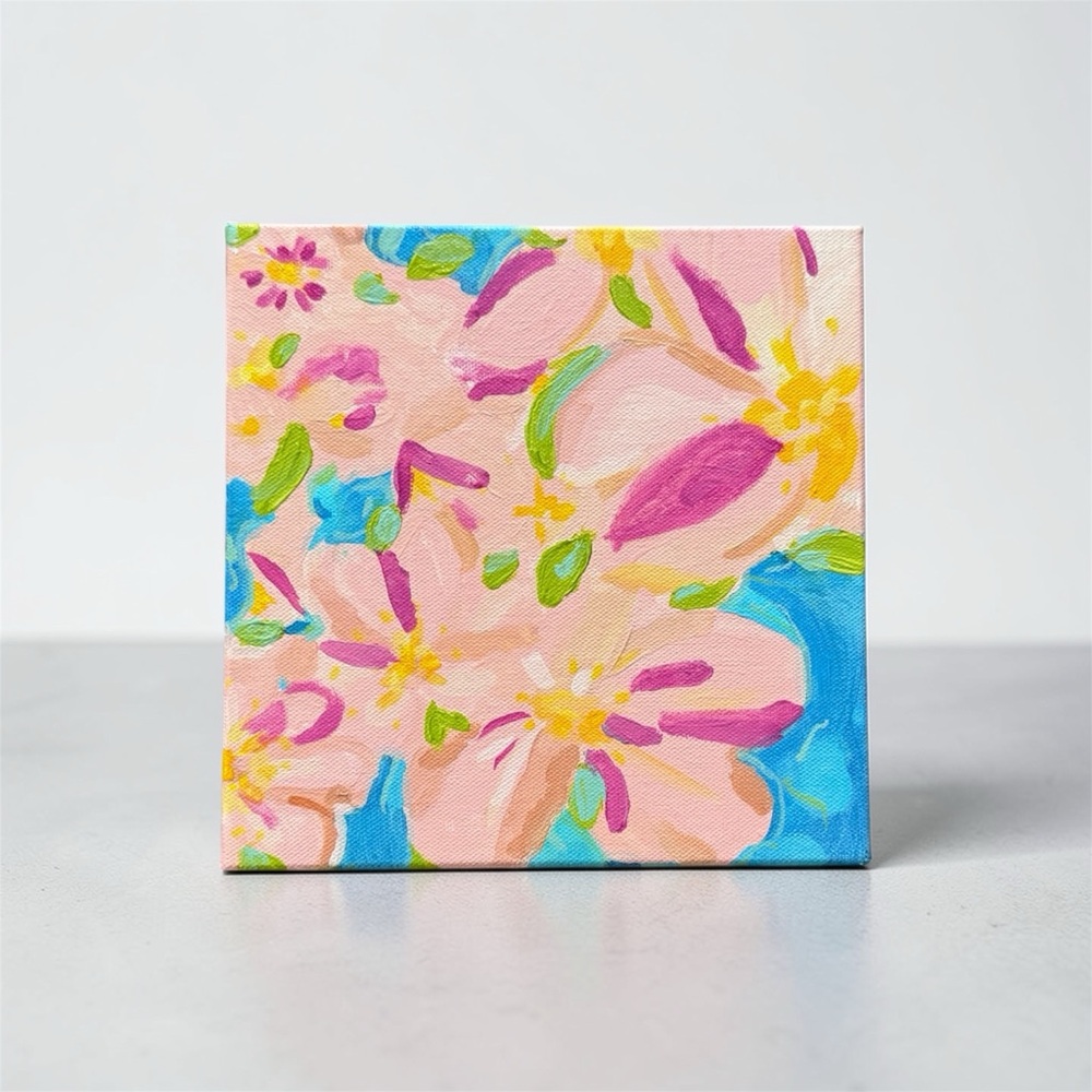Original Acrylic on Canvas Tropical Flowers Abstract Painting NEW - Picture 8 of 8